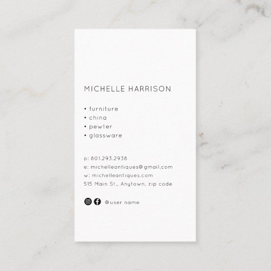 13世紀ボウルアンティークディーラーアンティーク店 名刺 (裏面)