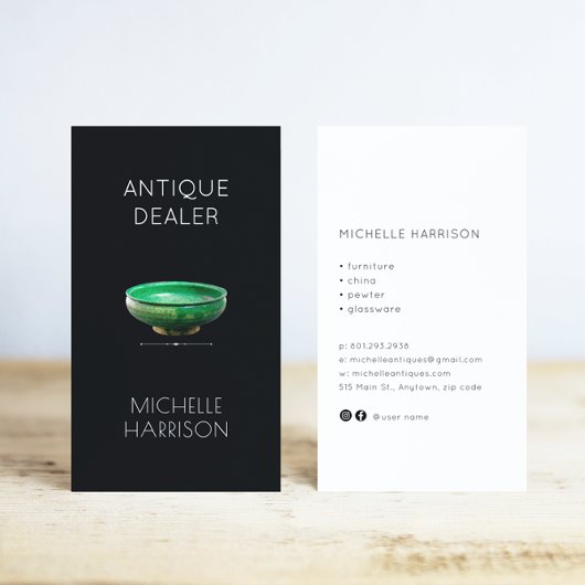 13世紀ボウルアンティークディーラーアンティーク店 名刺