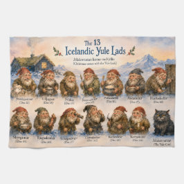 13人のユール・ラッドによるアイスランドのクリスマス キッチンタオル