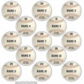 13人の選手の名前のグラニーなベースボールセット シール (正面)