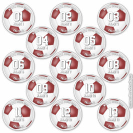 13人用のワインレッドサッカー+チームカラーギフト シール