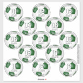 13人用の緑のサッカーチームカラーギフト シール (シート)