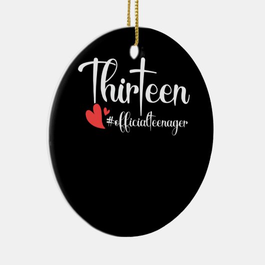 13公式10代の若者ハート13誕生日 セラミックオーナメント (右)