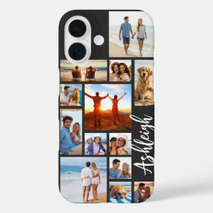 13写真モダンコラージュのスクリプトあなたの色の名前 iPhone 16ケース