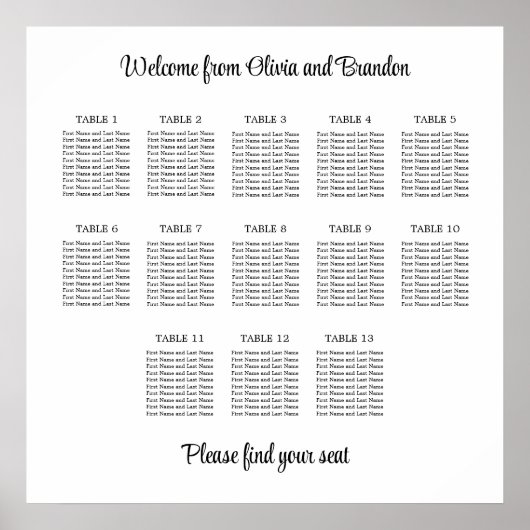 13台スタイリッシュ表結婚座図ポスター ポスター (正面)