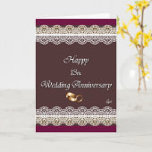 13周年を祝う 結婚記念日のレース カード (黄色い花)