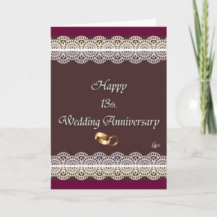 13周年を祝う 結婚記念日のレース カード