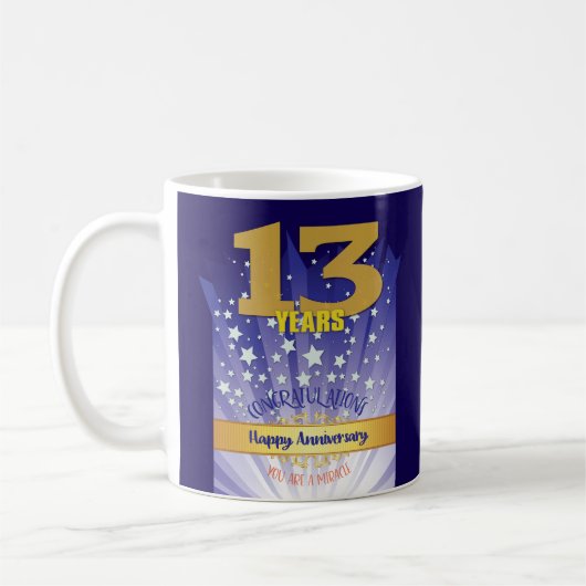 13周年カスタムリカバリー記念日ボールド数字 コーヒーマグカップ (左)