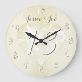 13周年結婚レースのようなハート ラージ壁時計