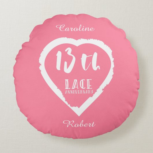 13周年結婚レース伝統的 ラウンドクッション (正面)