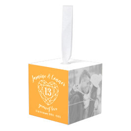 13周年結婚記念写真カスタムシトリン キューブオーナメント