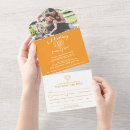 13周年記念の結婚記念日 シトルリン オレンジ RSVP フォト オールインワン招待状