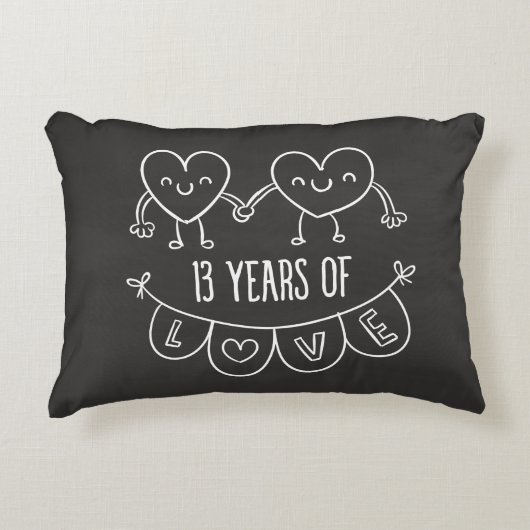 13周年記念ギフトチョークハート アクセントクッション (正面)