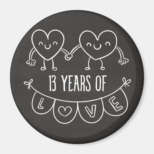 13周年記念ギフトチョークハート マグネット (正面)