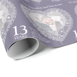 13周年記念レース結婚ハートのフォトラップ ラッピングペーパー
