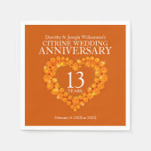 13周年記念結婚パーティーオレンジ スタンダードカクテルナプキン (正面)