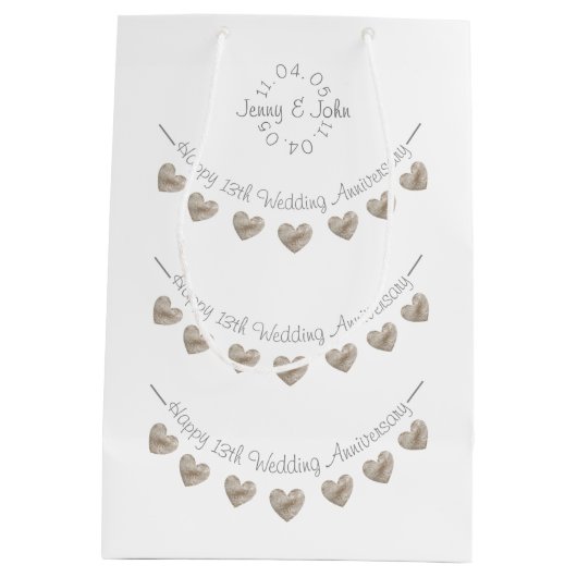 13周年記念結婚レースハート抱き枕 ミディアムペーパーバッグ (裏面)