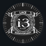 13周年記念結婚レース ラージ壁時計<br><div class="desc">お前の13周年結婚はギフトがレース伝統的である。このクレストスタイルデザインは、カップルの13年祝の結婚のためのロマンチックなデザインである。このもしデザインの救済下に連絡頼カスタマイズ、彼らはこの文字の下にあるデザイナーのボタンです。</div>