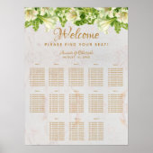 13大理石の結婚座席表ホワイトユリ ポスター (正面)