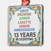 13年のスカウティングで女の子を探すメタルオーナメント メタルオーナメント (左)