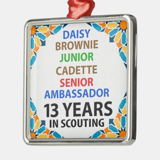 13年のスカウティングで女の子を探すメタルオーナメント メタルオーナメント (左)