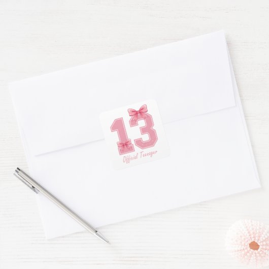 13年オールドピンクコケットボウ公式10代の若者13 スクエアシール (封筒)