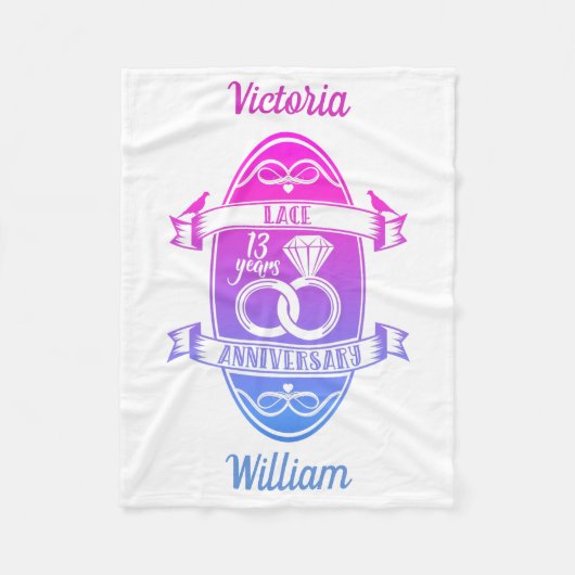 13年伝統的レース13結婚周年 フリースブランケット (正面)