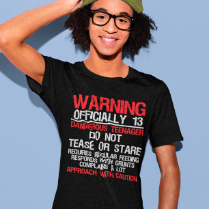 13年警告間の危険10代の若者13誕生日 Tシャツ