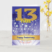 13年間の回復記念日 太字の数字 カード (黄色い花)