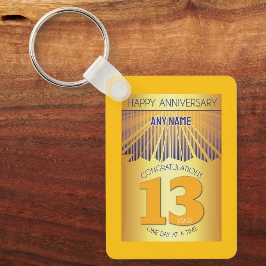 13年間の節酒記念 | ゴールデンレイ12ステップ キーホルダー (正面)