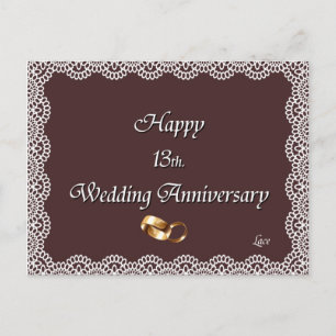 13日おめでとう。結婚周年記念レース ポストカード