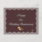 13日おめでとう。結婚周年記念レース ポストカード (正面)