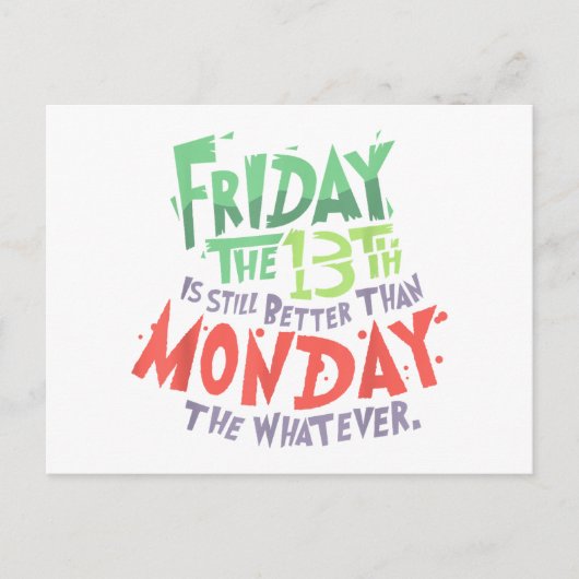 13日の金曜日は月曜日より良い何でも シーズンポストカード (正面)