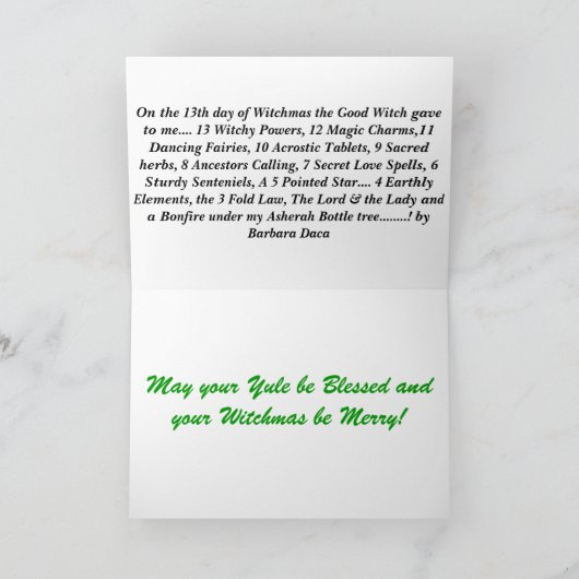 13日のWitchmas シーズンカード (内部)