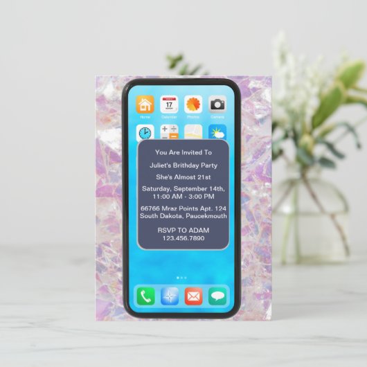 13日14日15日18日21番目の携帯電話誕生日 招待状 (スタンド正面)
