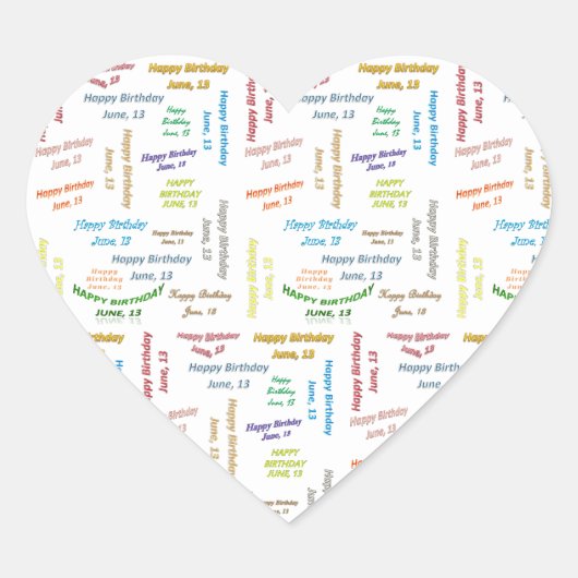 13日6月誕生日シール ハートシール (正面)