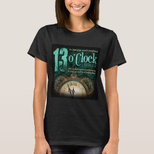 13時のファンシーなロゴの黒のワイシャツ Tシャツ