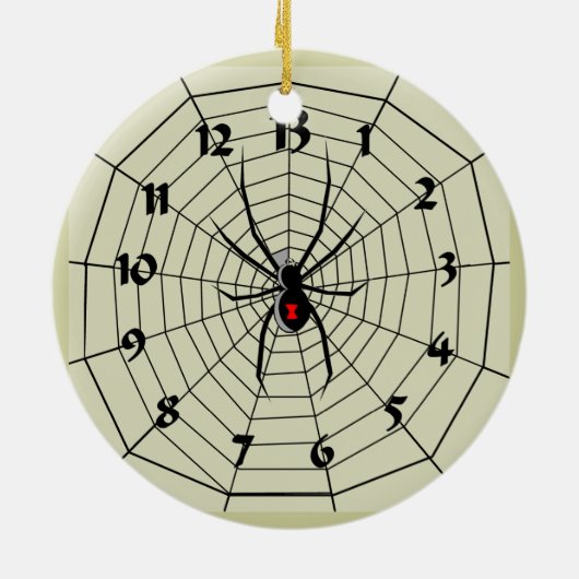 13時間の蜘蛛の巣の時計のオーナメント! 私をカスタマイズ! セラミックオーナメント (裏面)