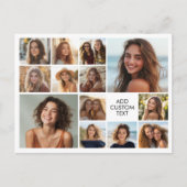 13枚の写真コラージュグリッド 白背景 黒テキスト ポストカード (正面)