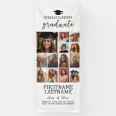 13枚の写真コラージュ 卒業式 モダン ミニマル ホワイト 横断幕 (縦)