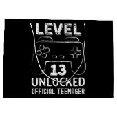 13歳おもしろいの誕生日レベル13のアンロックされたゲーマー ラージペーパーバッグ (裏面)