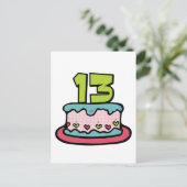 13歳お誕生日ケーキ ポストカード (スタンド正面)