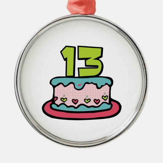 13歳お誕生日ケーキ メタルオーナメント (正面)