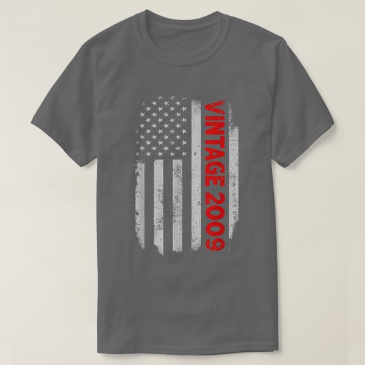 13歳のギフトヴィンテージ2009アメリカ国旗13日 Tシャツ (デザイン正面)
