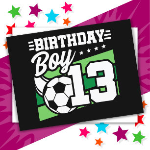 13歳のサッカーフットボール少年 13歳の誕生日男子 ポストカード