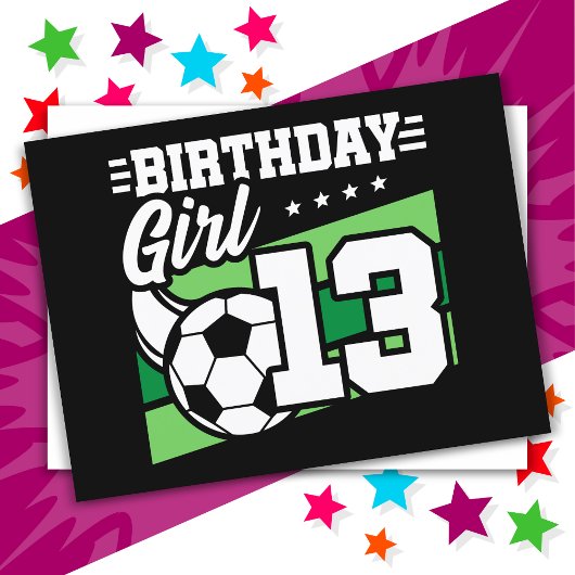 13歳のサッカーフットボール 13歳の誕生日プレゼント 女の子 ポストカード
