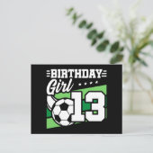 13歳のサッカーフットボール 13歳の誕生日プレゼント 女の子 ポストカード (スタンド正面)
