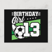 13歳のサッカーフットボール 13歳の誕生日プレゼント 女の子 ポストカード (正面)