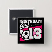 13歳のサッカー女子の誕生日お祝いに 缶バッジ (正面&裏面)