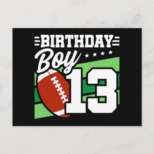 13歳のサッカー パーティーテーマ 13歳の誕生日男子 ポストカード (正面)